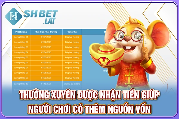 Thường xuyên được nhận tiền giúp người chơi có thêm nguồn vốn Thường xuyên được nhận tiền giúp người chơi có thêm nguồn vốn